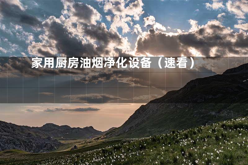 家用厨房油烟净化设备（速看）