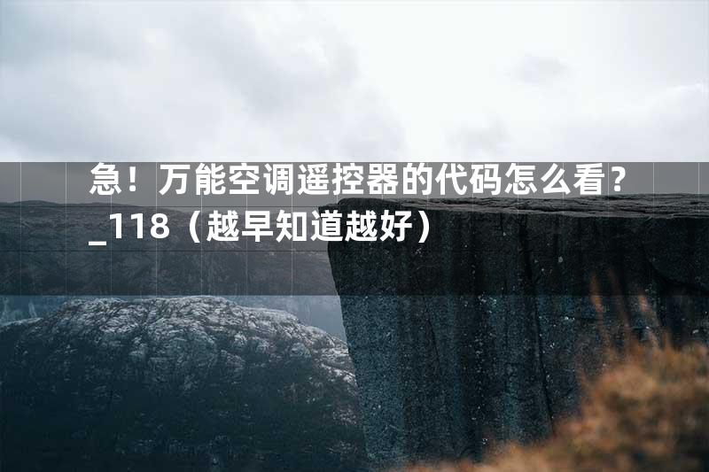 急！万能空调遥控器的代码怎么看？_118（越早知道越好）