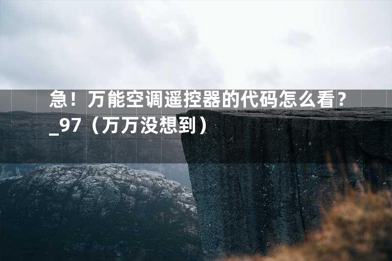 急！万能空调遥控器的代码怎么看？_97（万万没想到）