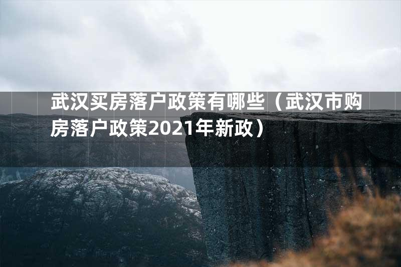 武汉买房落户政策有哪些（武汉市购房落户政策2021年新政）