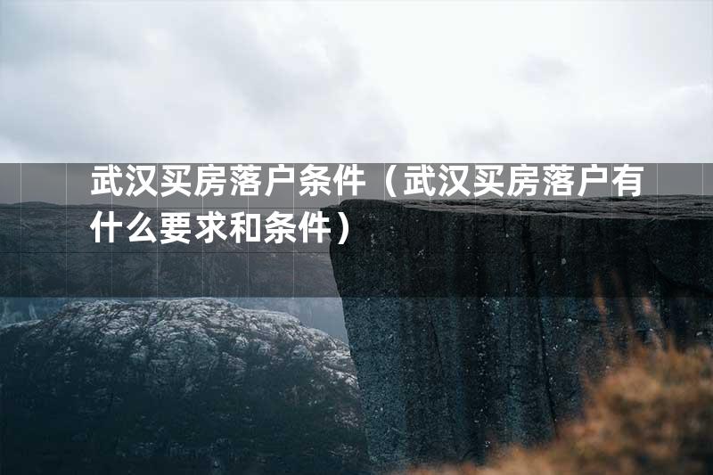 武汉买房落户条件（武汉买房落户有什么要求和条件）